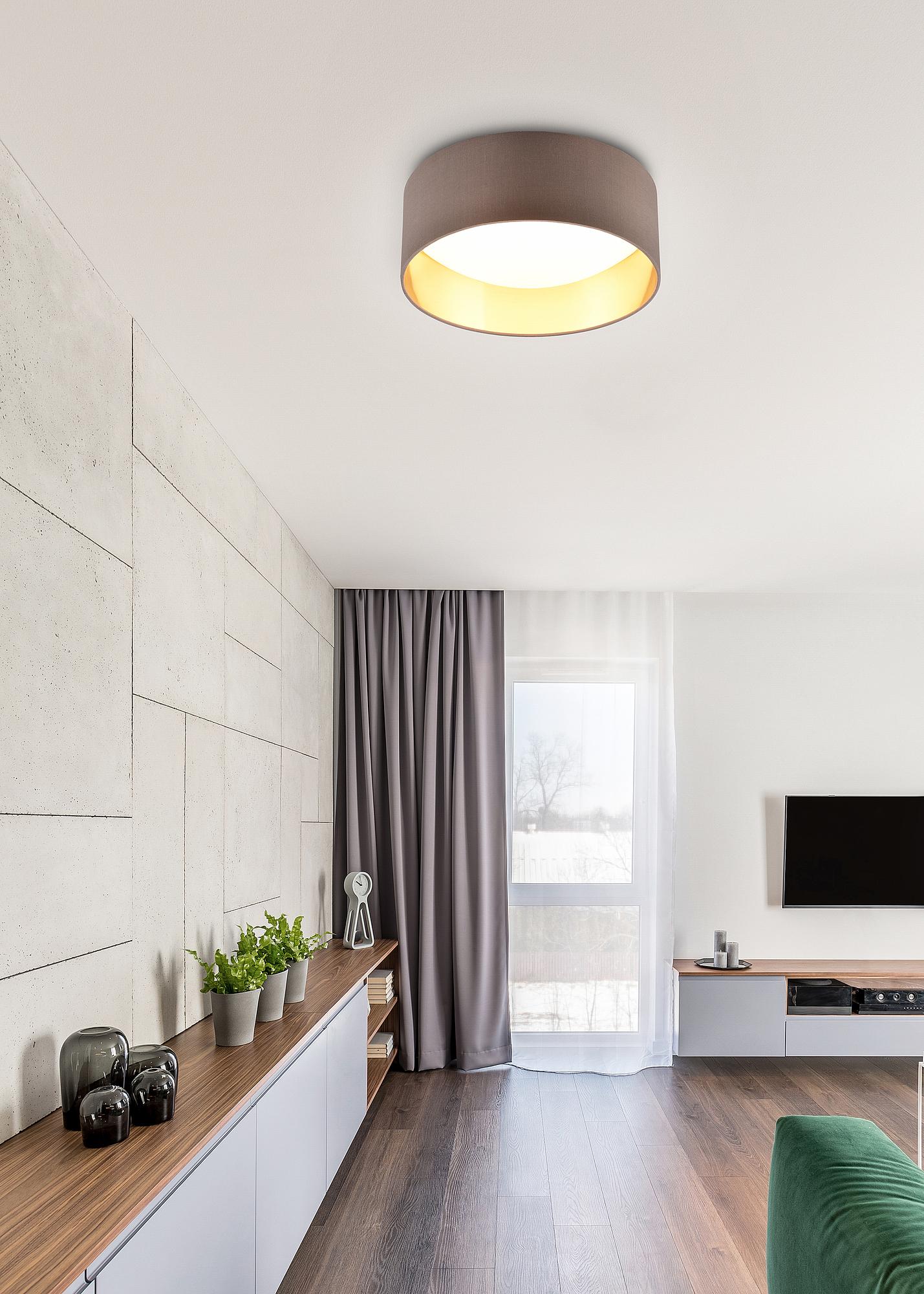 LED-Deckenleuchte Locarno Kunststoff 1-flammig Taupe / Gold 2