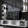 Chrome Line TV cabinet Wood veneer White Black 3