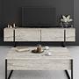 Luxe Lowboard Holz Travertine Schwarz 3