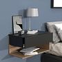 Floating Nightstand Usal XL Oak Decor Black 60 cm 2