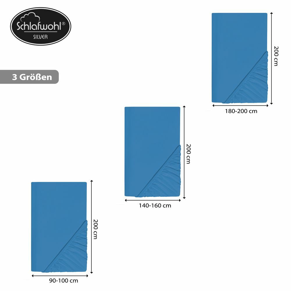 Spannleintuch für Boxspringbett aus Baumwolle Blau 4