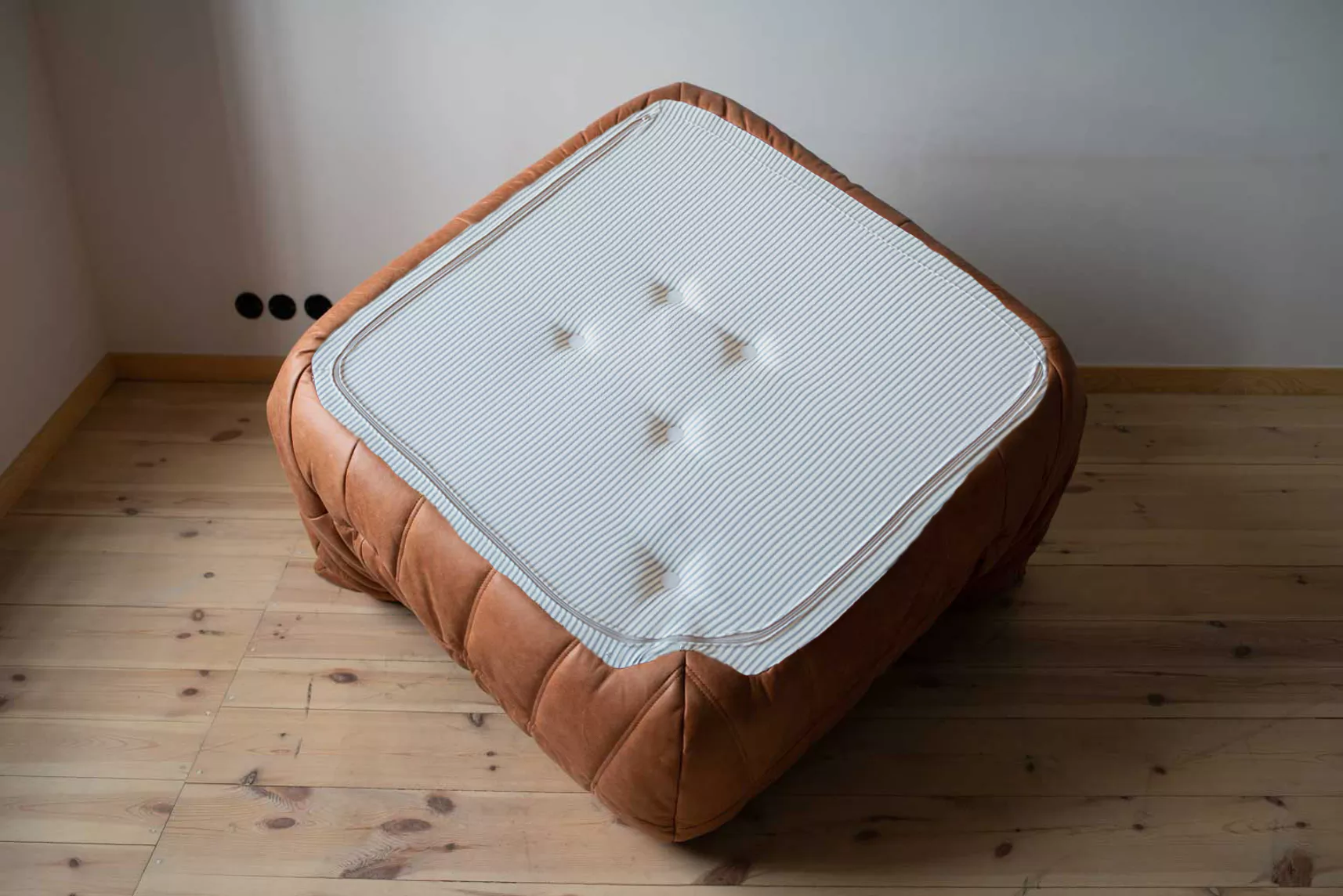 Togo Corner Sofa Pull-Up Leather Peach Brown 7