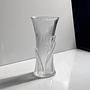 Vintage Art Deco Revival Glass Vase Transparent 1980s 0