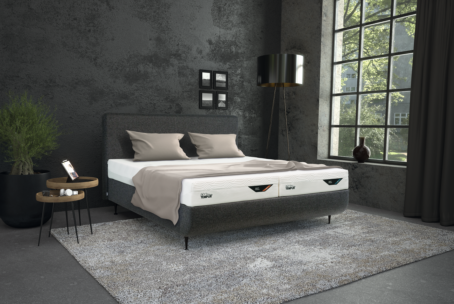 Arc™ Form Bed with adjustable frames Grey 180 x 200 2