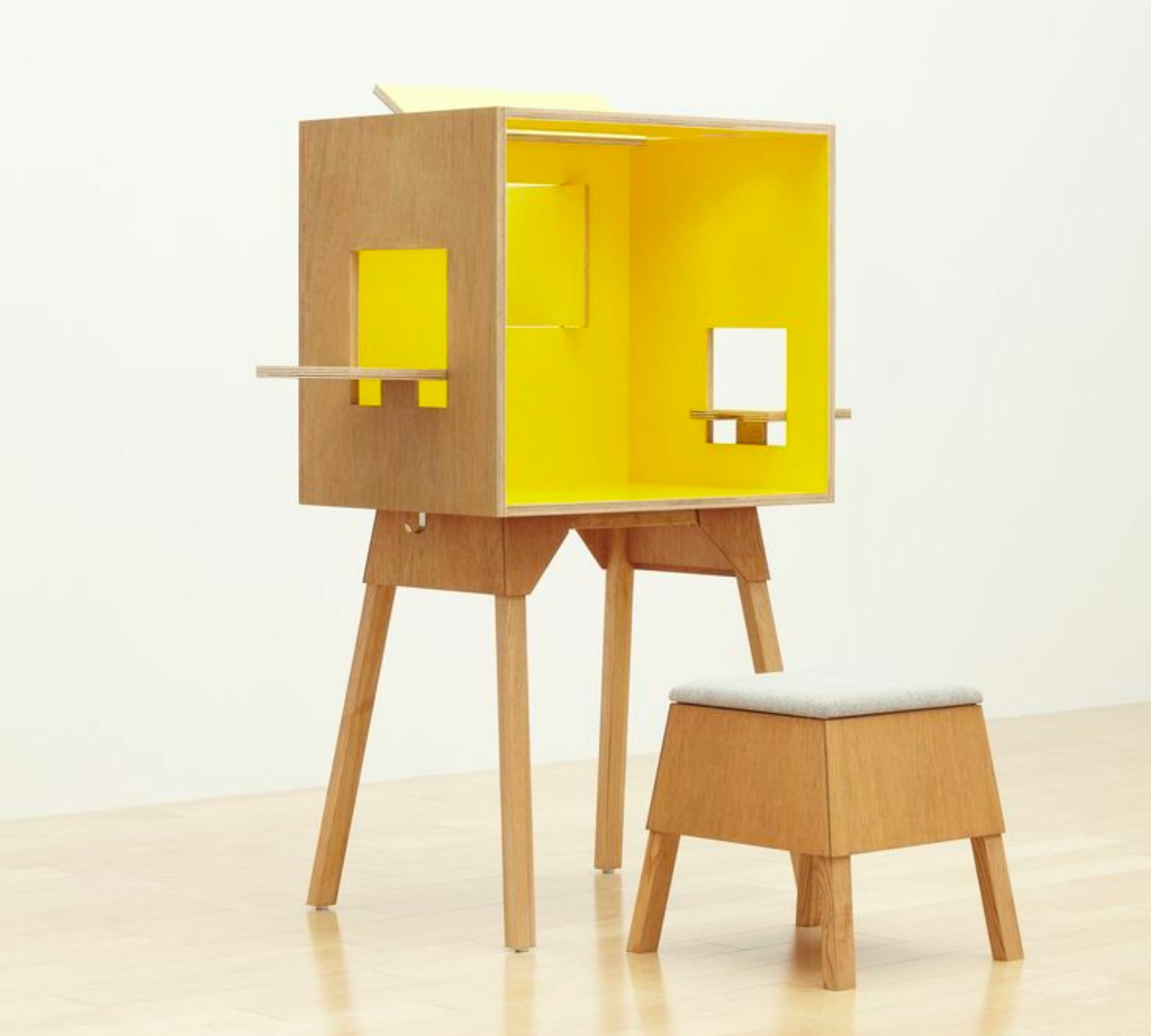 Koloro Schreibtisch Holz Gelb 1