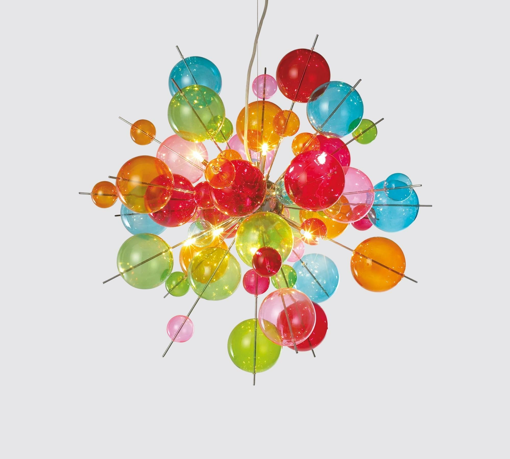 Pendelleuchte 10-flammig Bubble Kristallglas Bunt 1