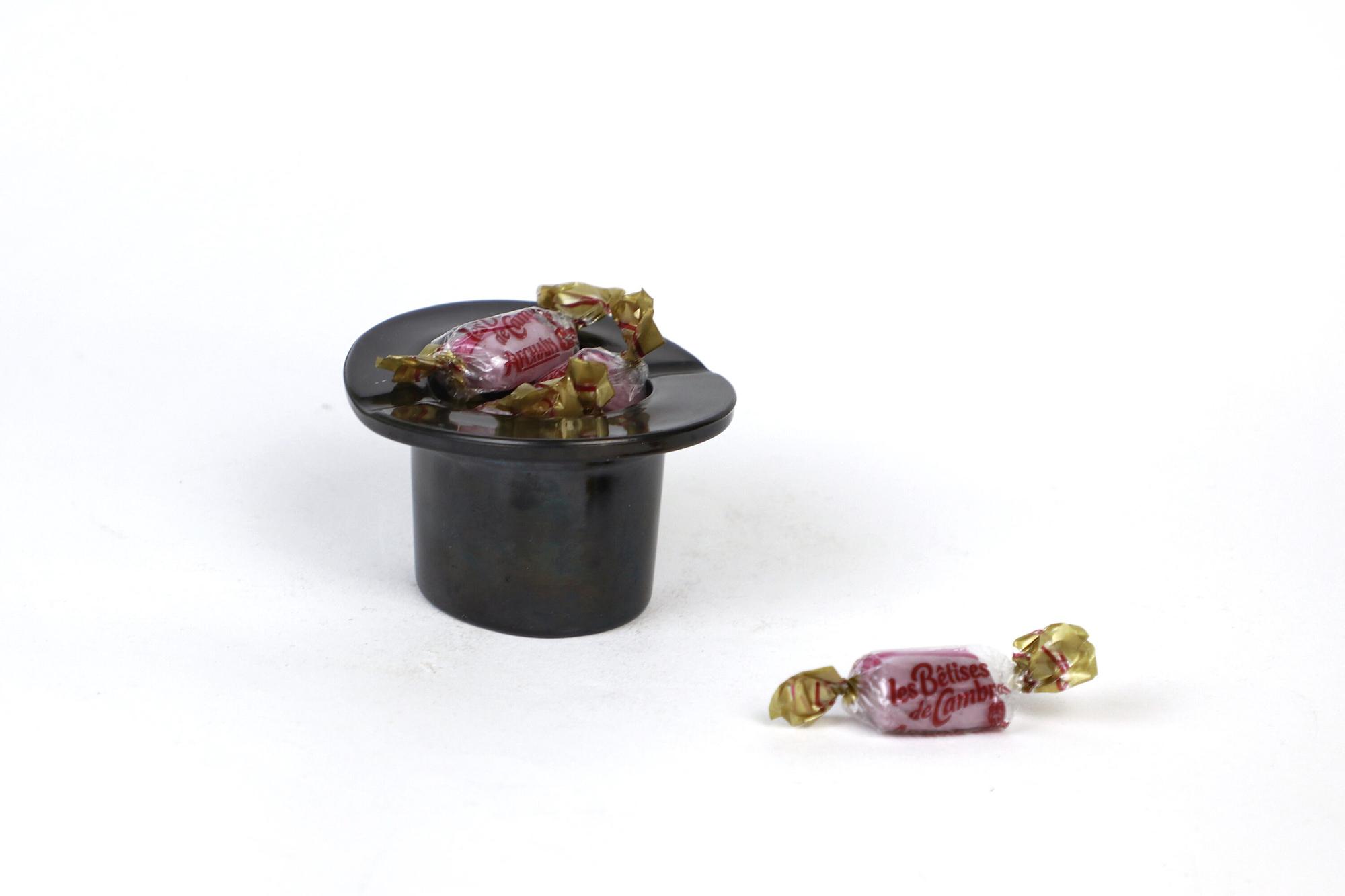 Vintage Hut Aschenbecher Glas Schwarz 1970er Jahre 1