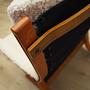 Vintage Sessel Textil Holz Creme 1970er Jahre 14