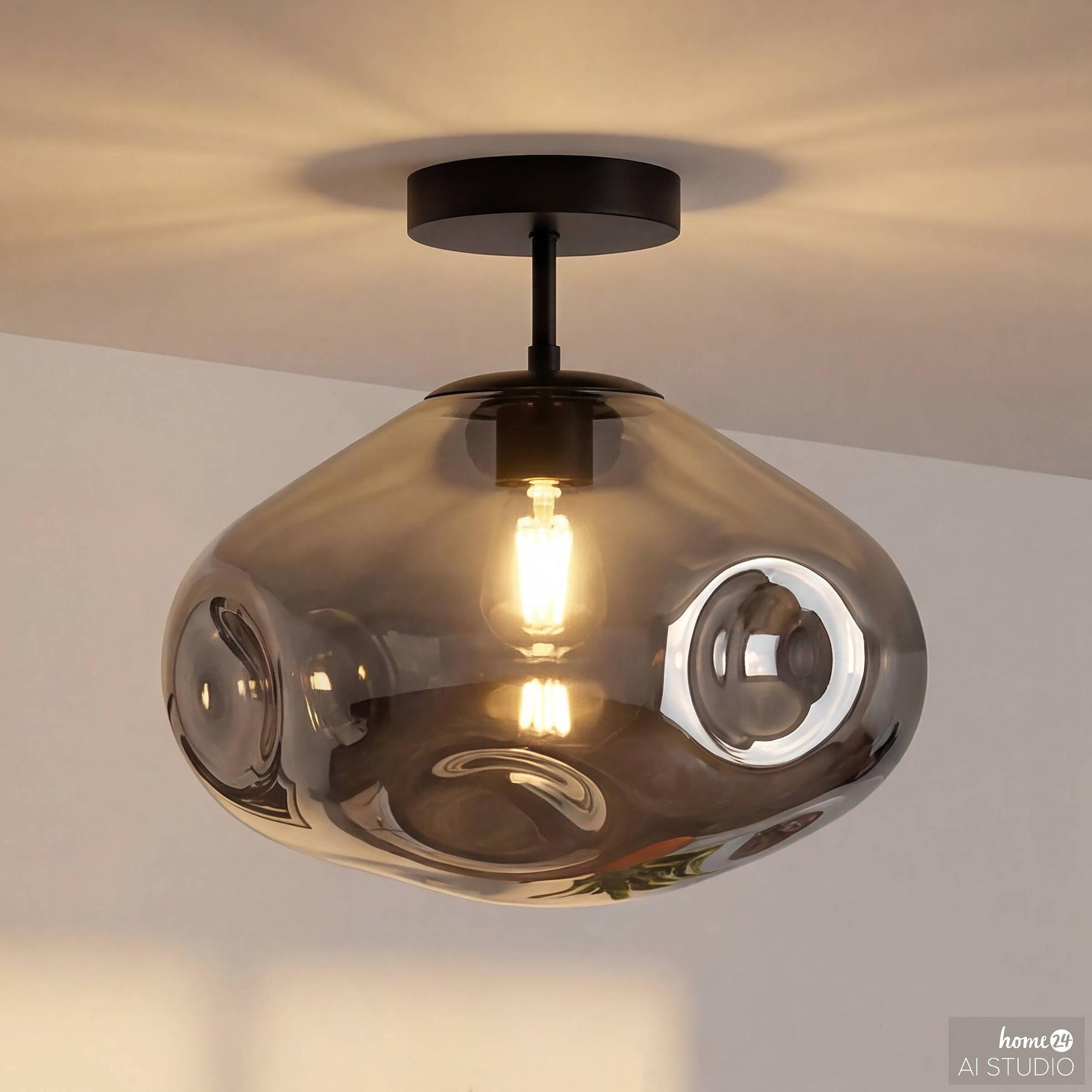 1-Light Wello Ceiling Lamp Smoked Glass Iron Grey 1