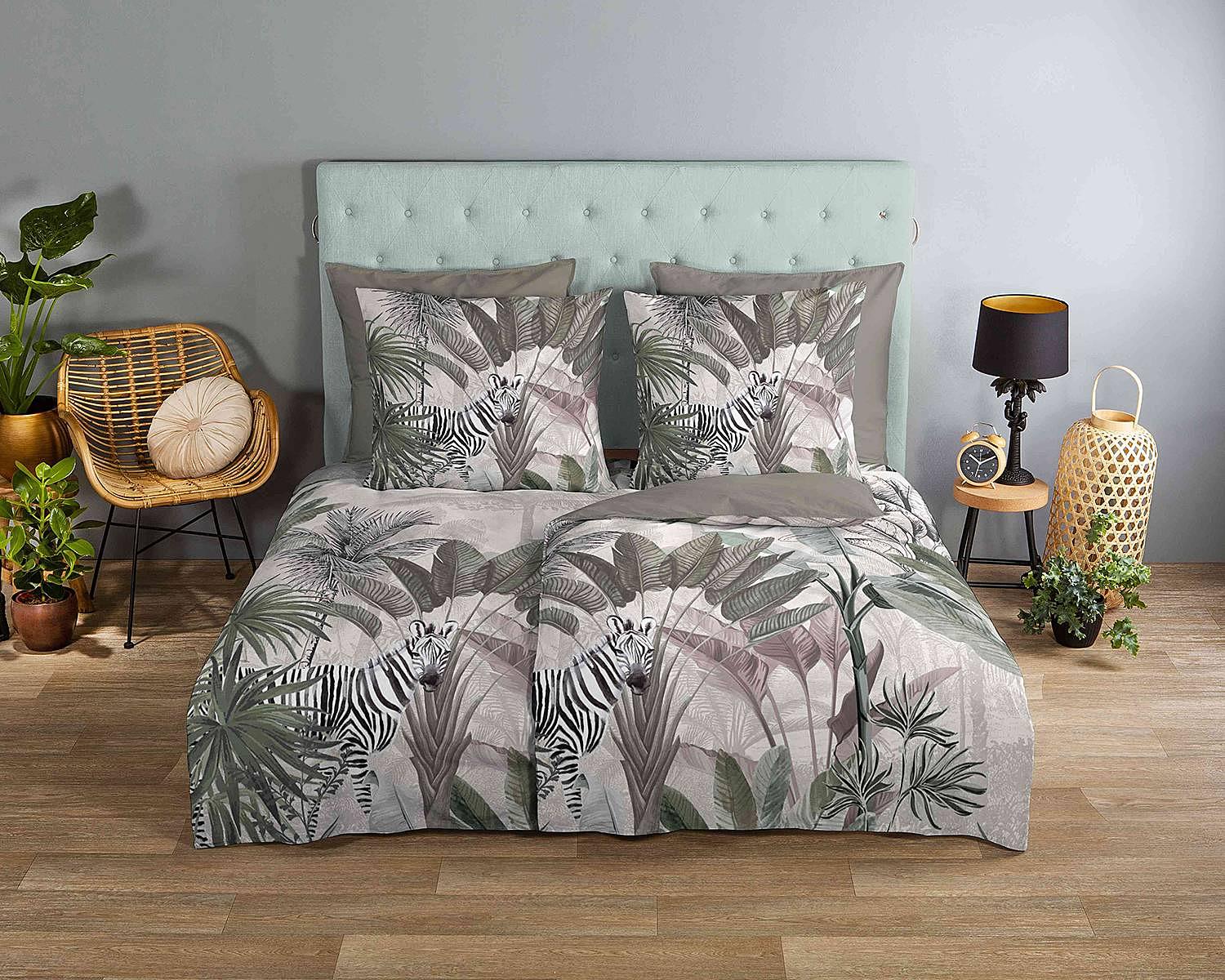 Irene Bettwäsche-Set Baumwolle Grau 155x220cm Kissen 80x80cm 2