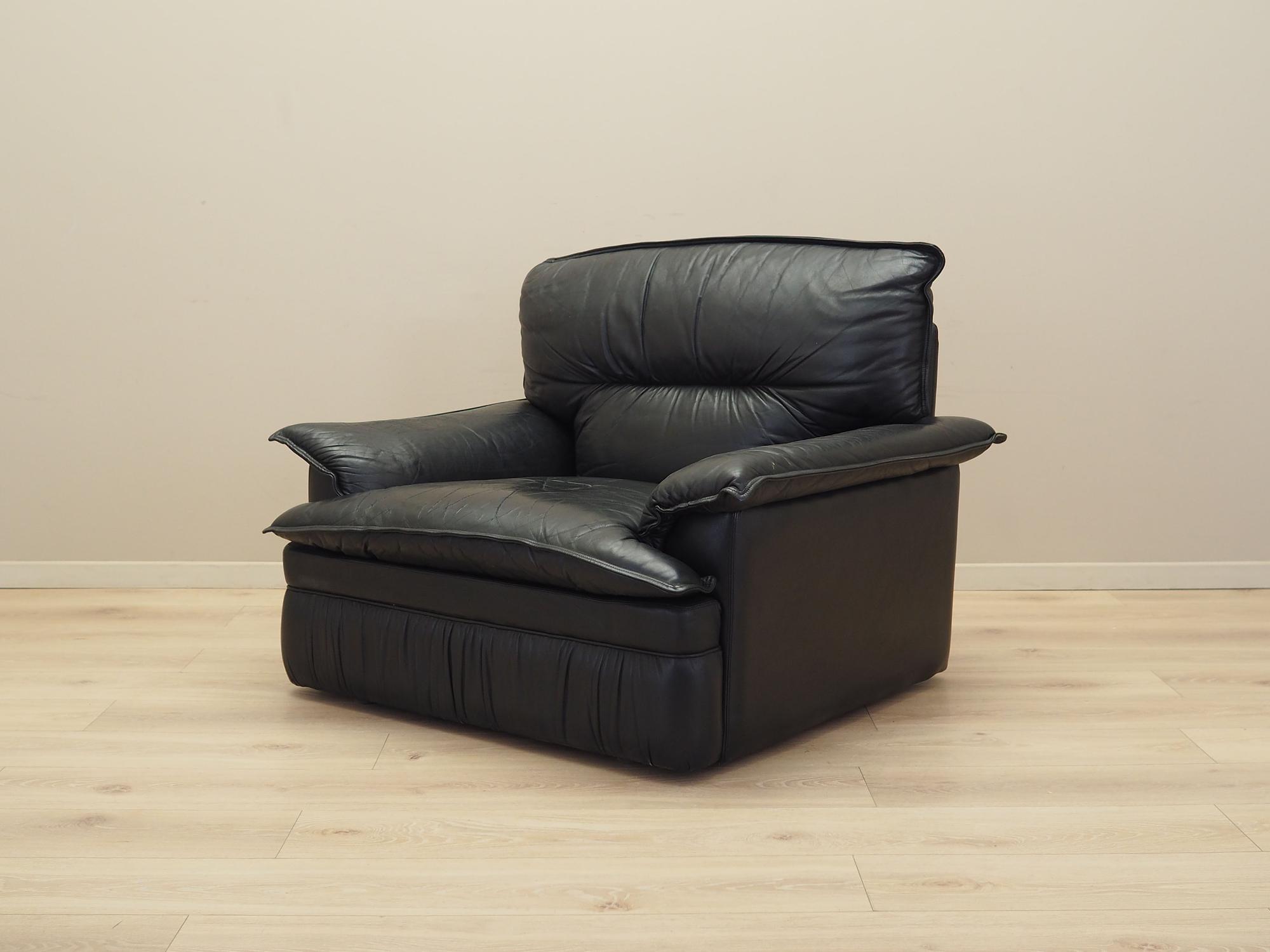 Sessel Leder Schwarz 1960er Jahre 2