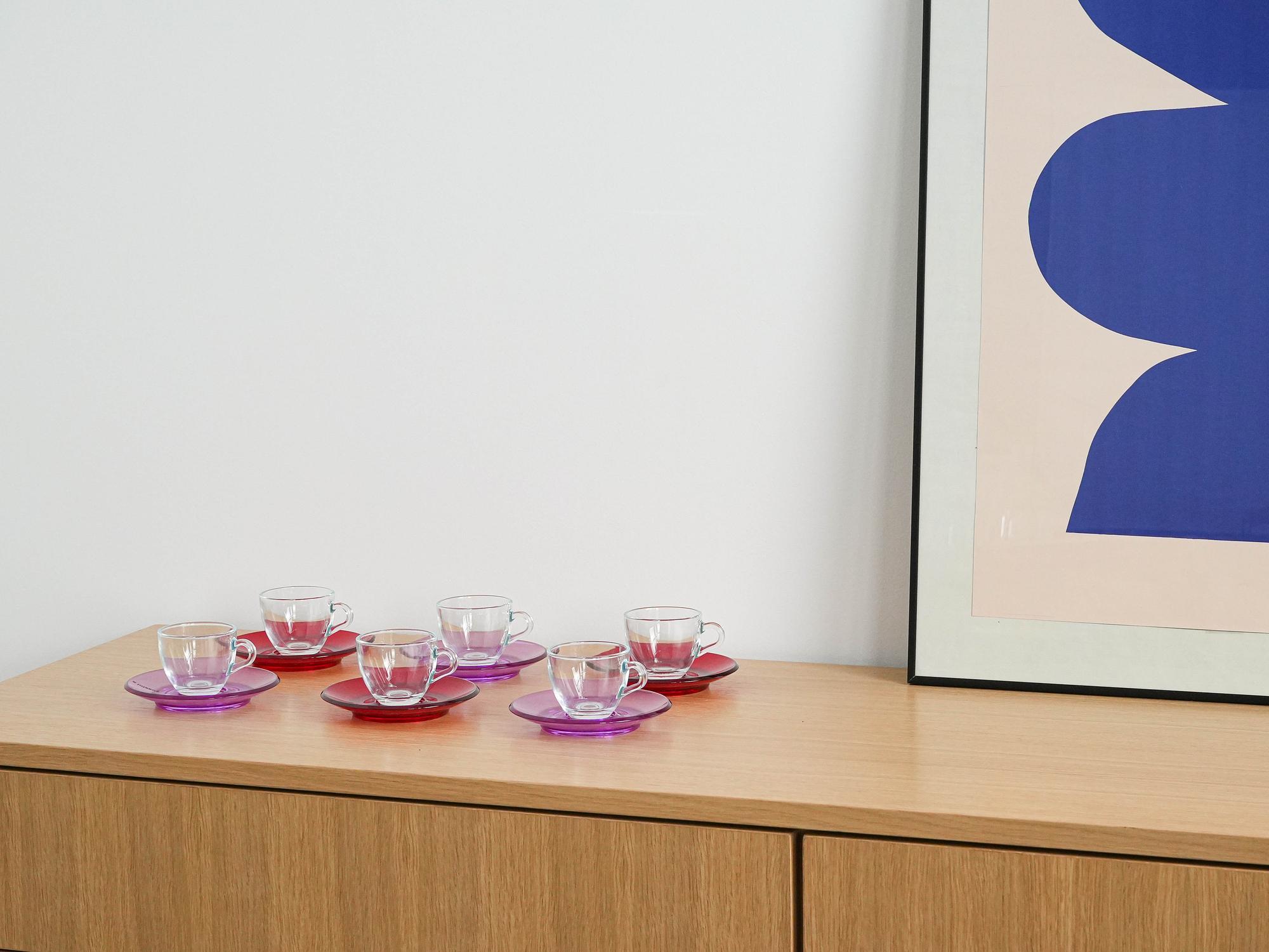 Glass Cup Set Multicolored 1970s 1