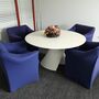 Ess Sessel mit Rollen Baumwolle Holz Blau 7