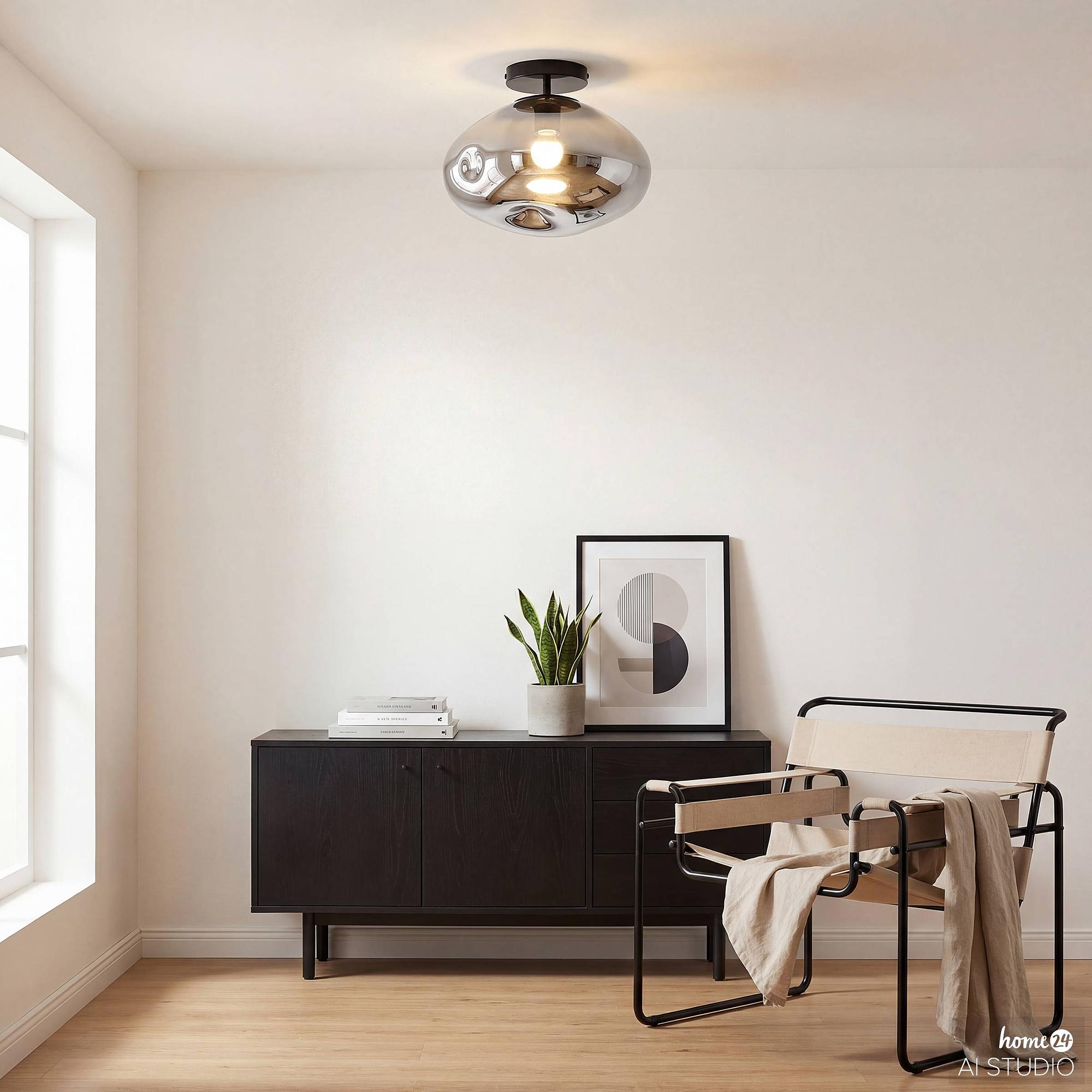 1-Light Wello Ceiling Lamp Smoked Glass Iron Grey 2