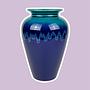 Fat Lava Vase Keramik Blau 1980er Jahre 0