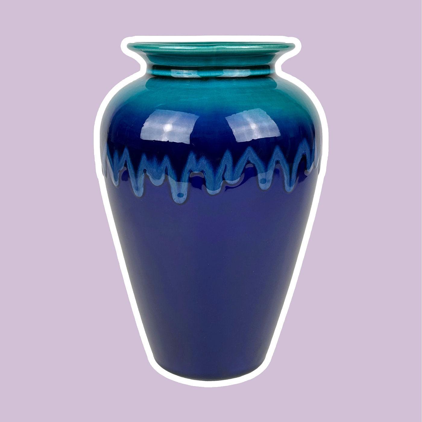 Fat Lava Vase Keramik Blau 1980er Jahre 0