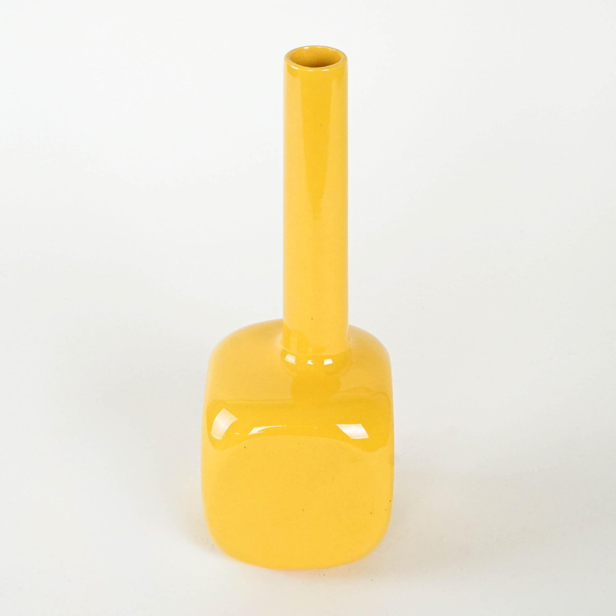 Ceramic vase Yellow 1970s 1