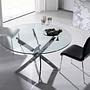 Runder Esstisch Glas Chromstahl Silber Ø 140cm 6