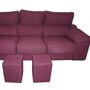 Schlafsofa 3-Sitzer inkl. 2 Hocker Weinrot 4