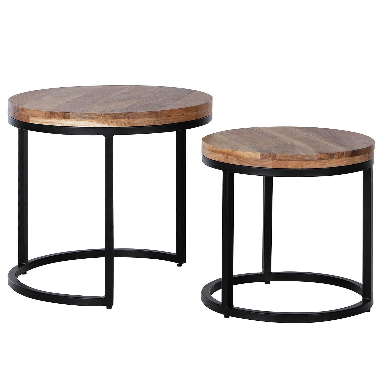 OSS Couchtisch 2er-Set Metall Akazie Schwarz 0