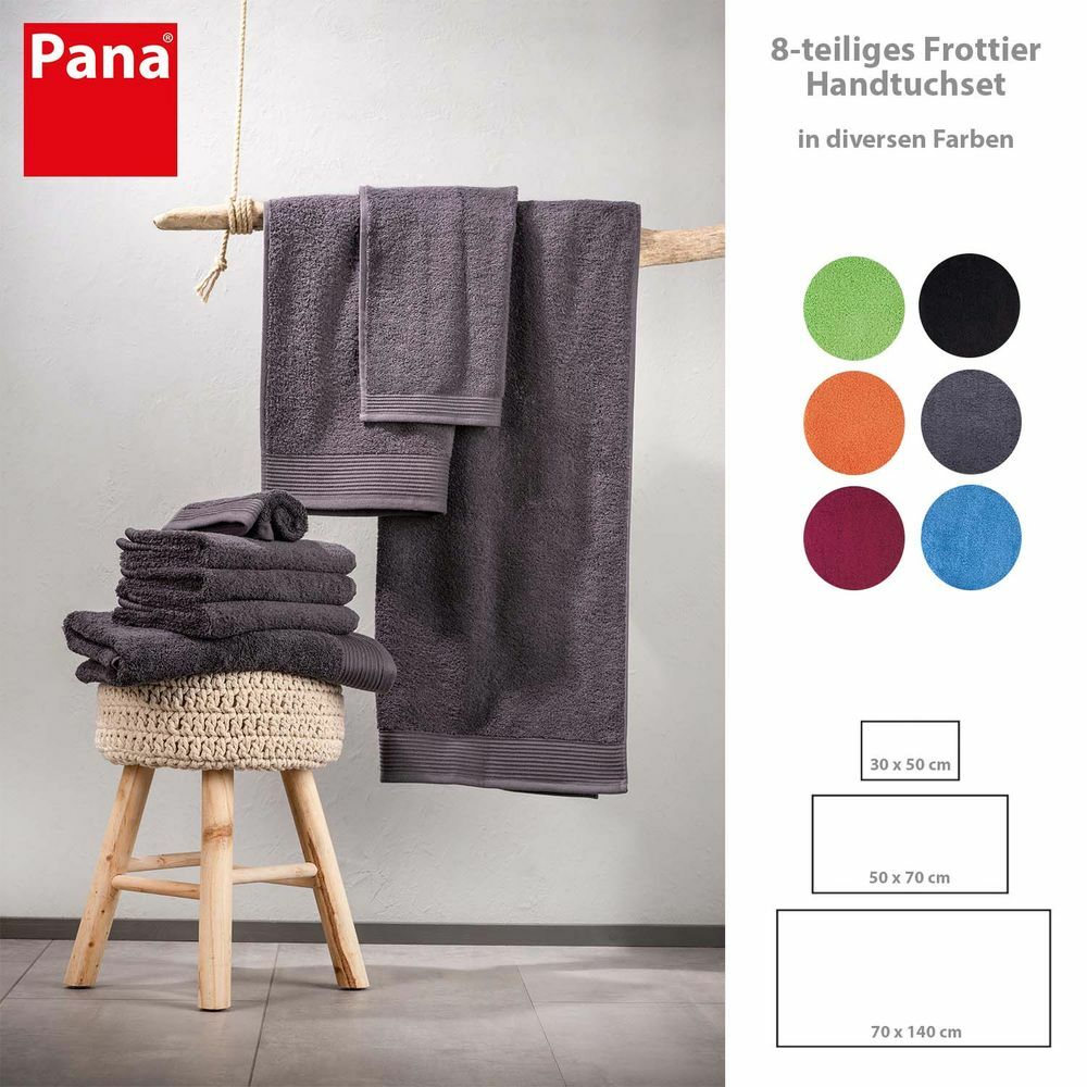 8-tlg. Handtuch-Set aus Baumwolle Grau Öko-Tex Standard 100 1