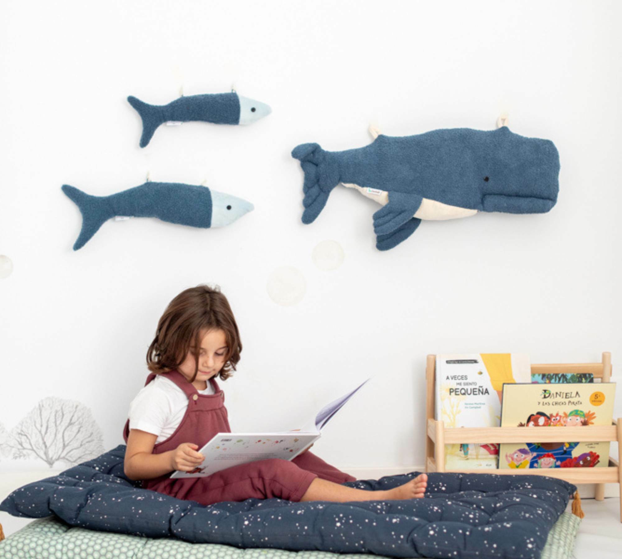 2x Fish & Beluga Whale Plush toy Cotton Blue 0