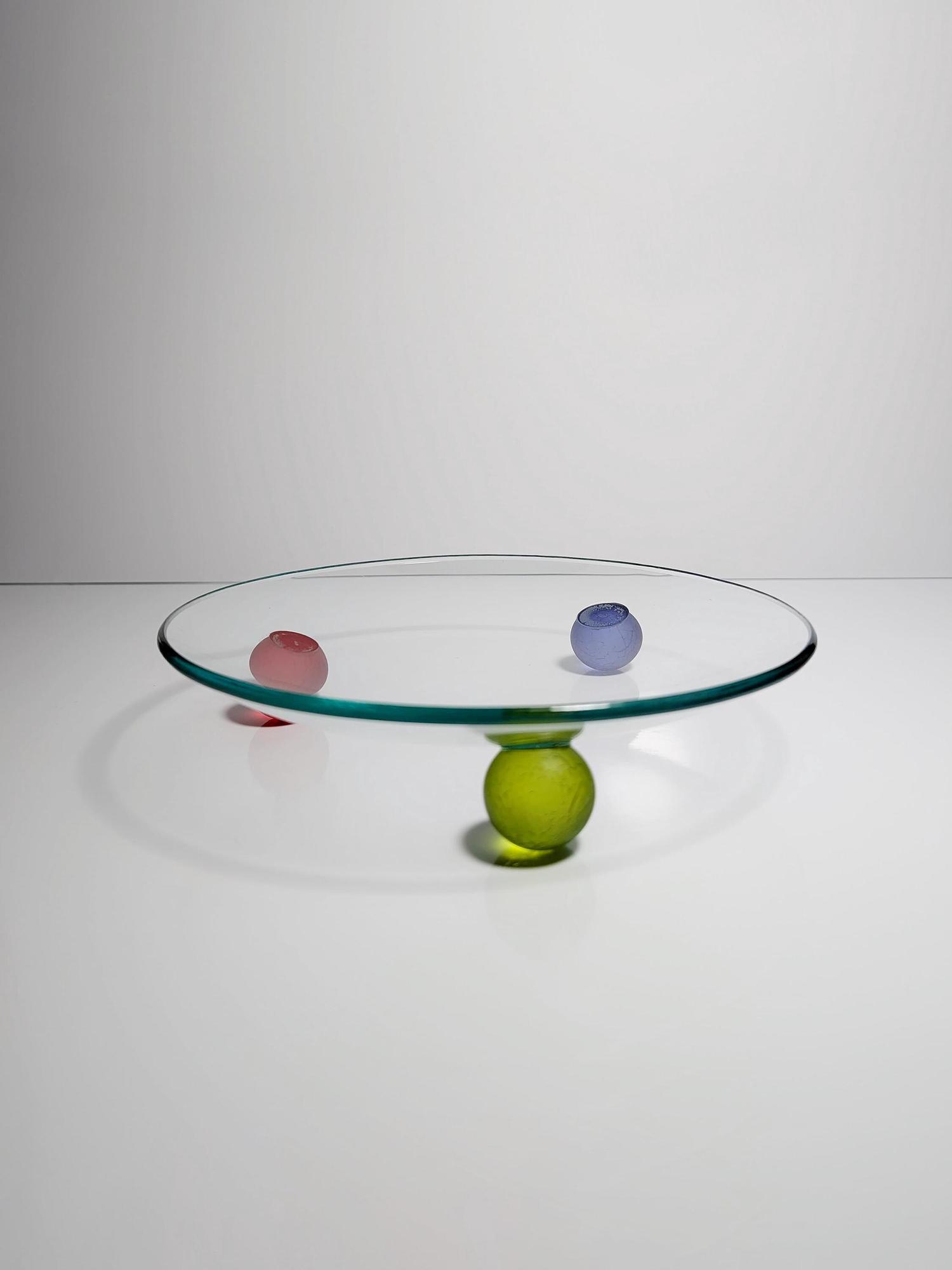 Vintage Postmoderne Schale Glas 1990er Jahre 2