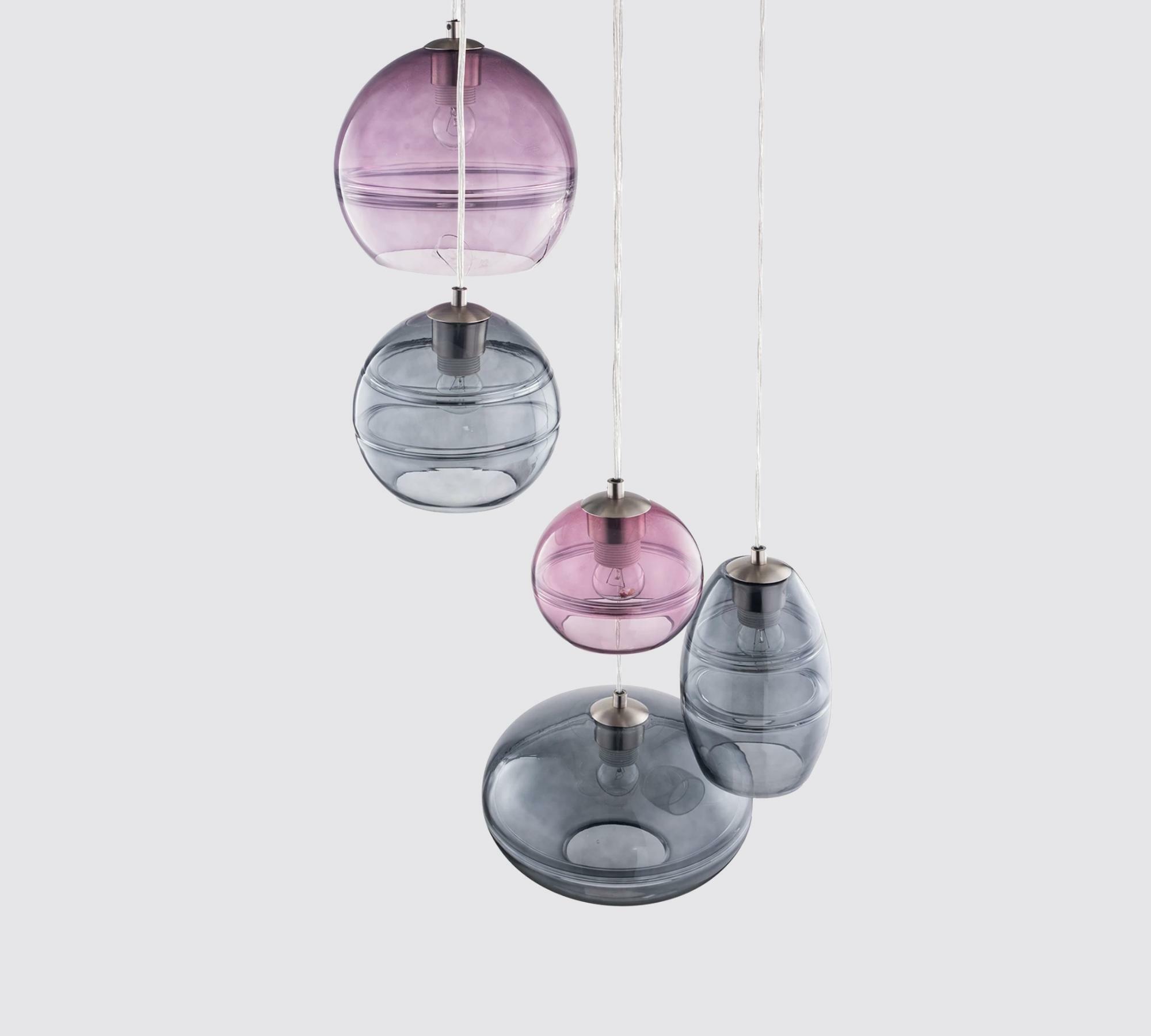 5-flammige Pendelleuchte Glas Bunt 2