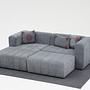 Beyza Sofa Récamiere Links mit Hocker Grau 4