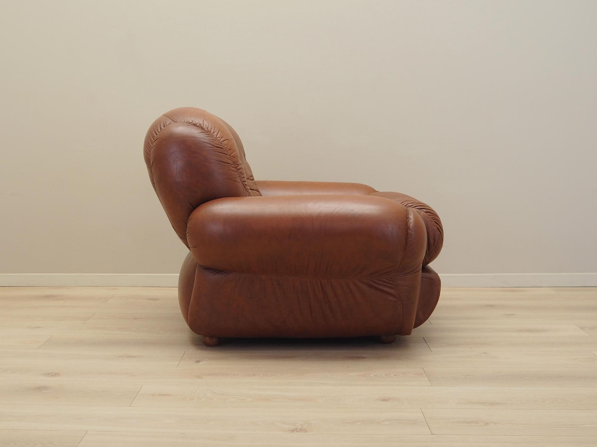 Sessel Leder Braun 1970er Jahre 7