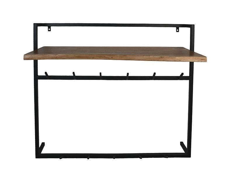 Wandgarderobe mit Regal Akazienholz Metall 0