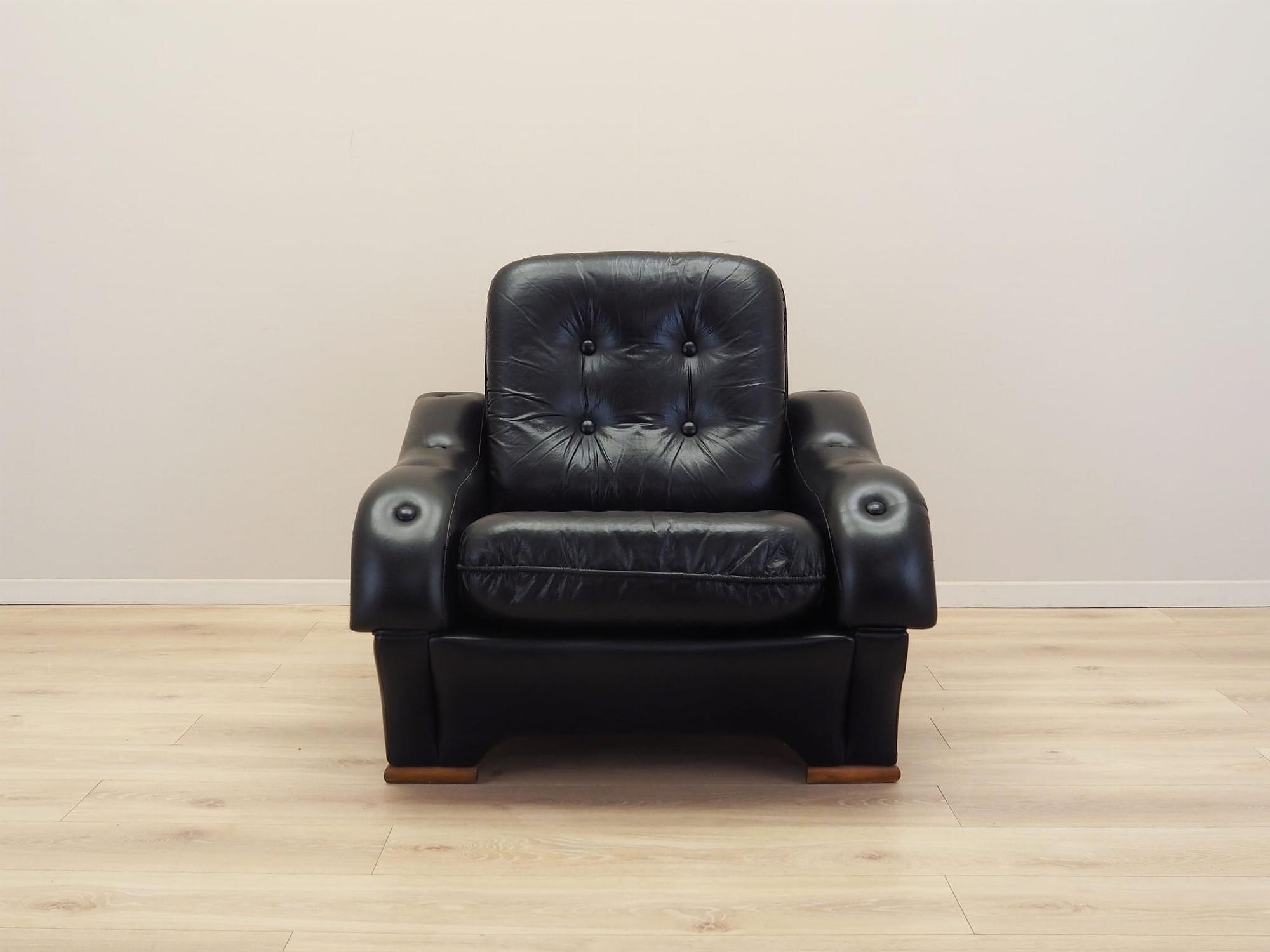Armchair Faux Leather Black 1980s 1