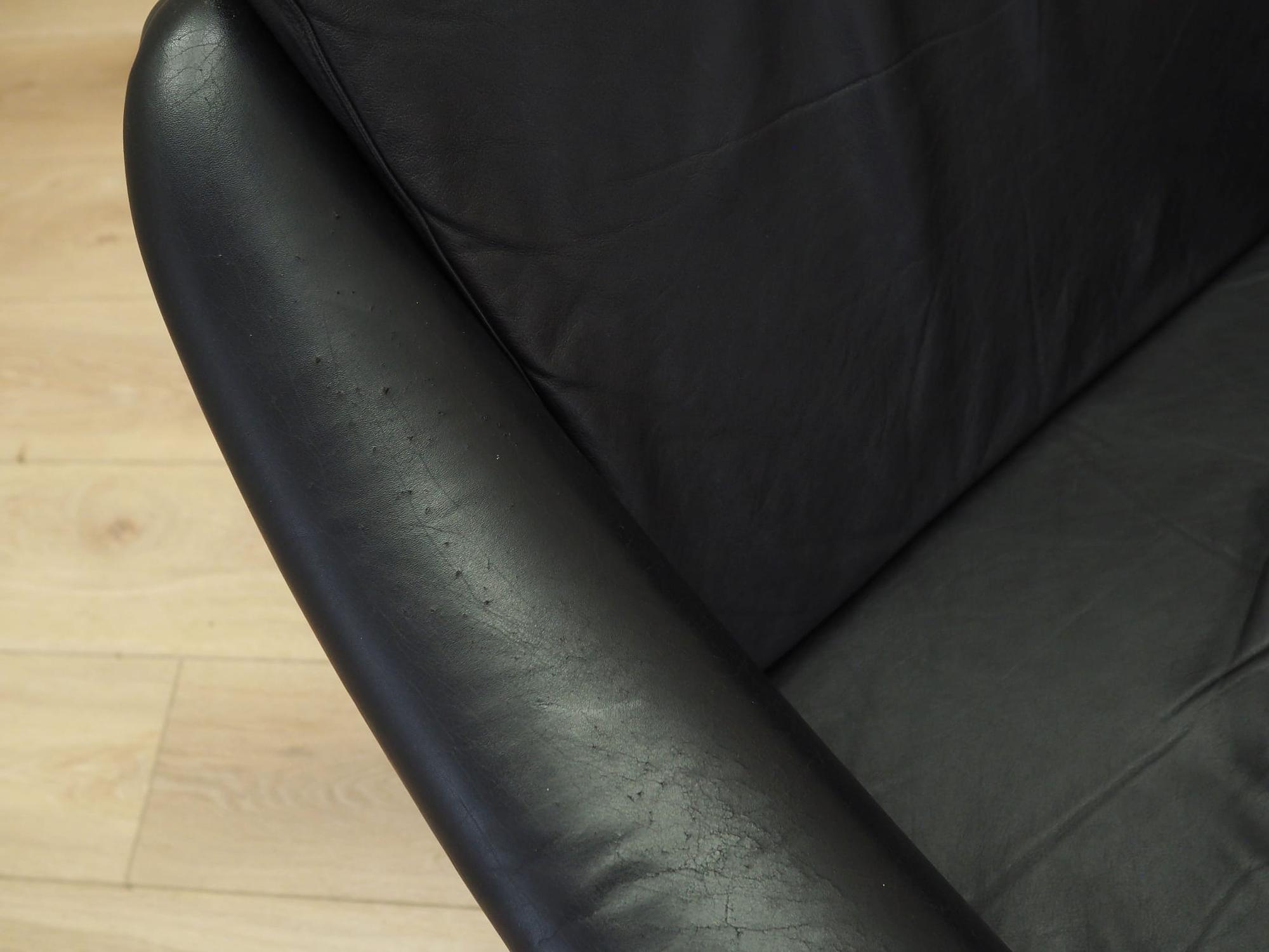 Swivel armchair Leather Black 1960s 11