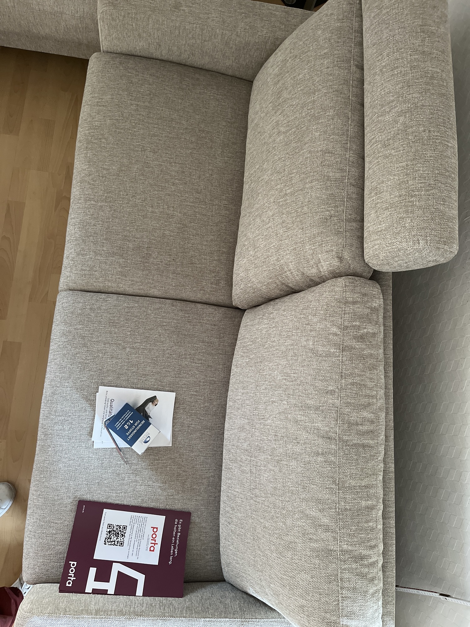 2x Sofa 2-Sitzer Leinen Holz Beige 6