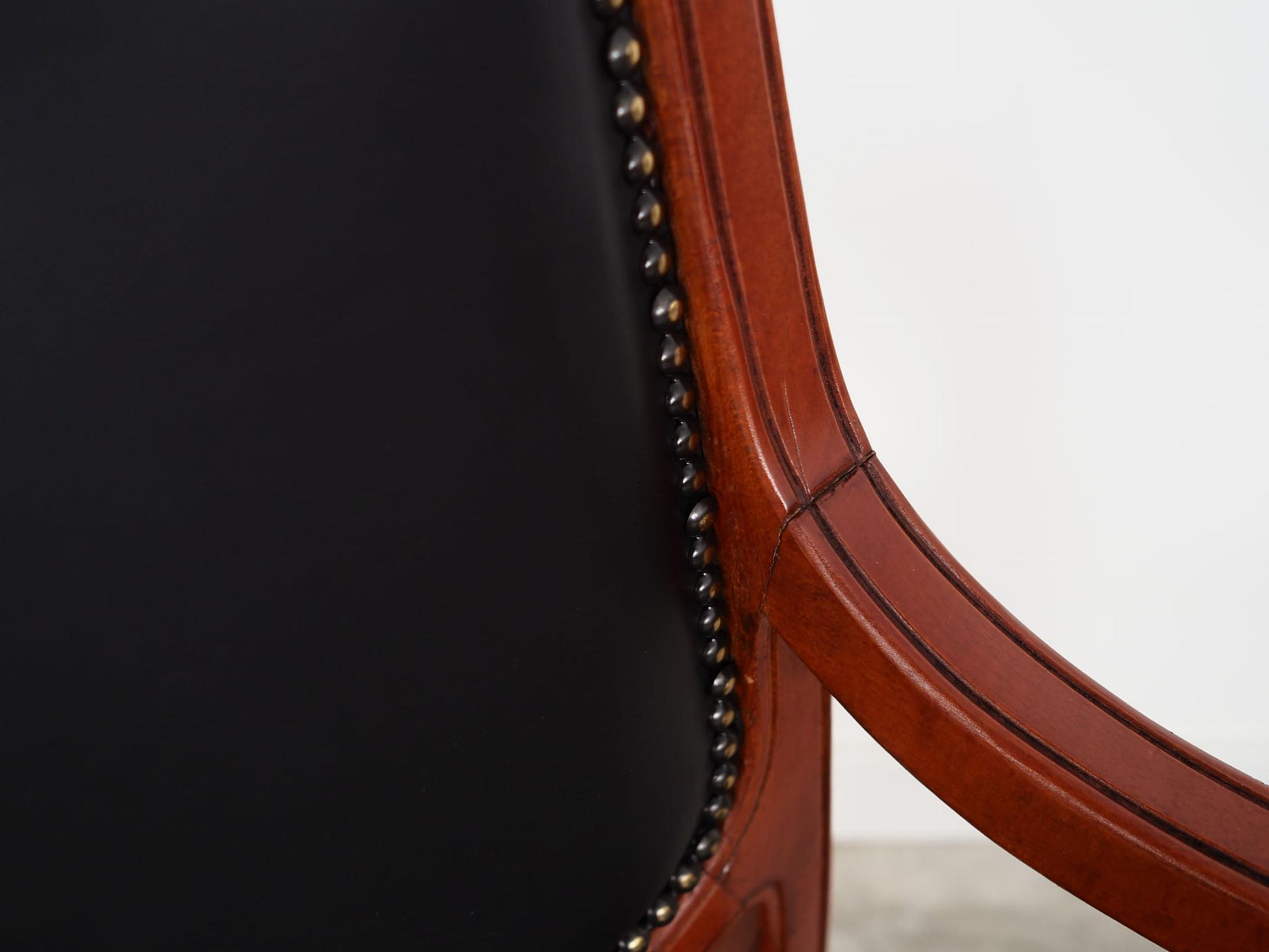 Chair Wood Leather Black 1970s 10