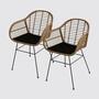 2x Gartenstuhl aus Polyrattan inkl. Sitzkissen Schwarz  1
