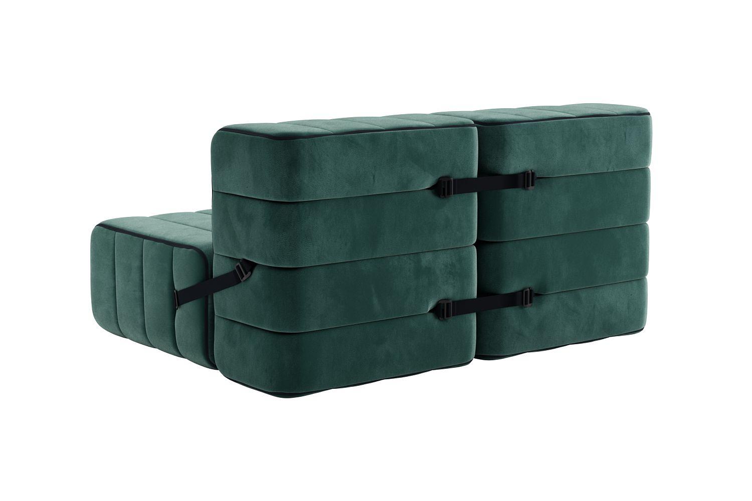  2-Sitzer Modulares Sofasystem Curt 4er-Set Grün 2