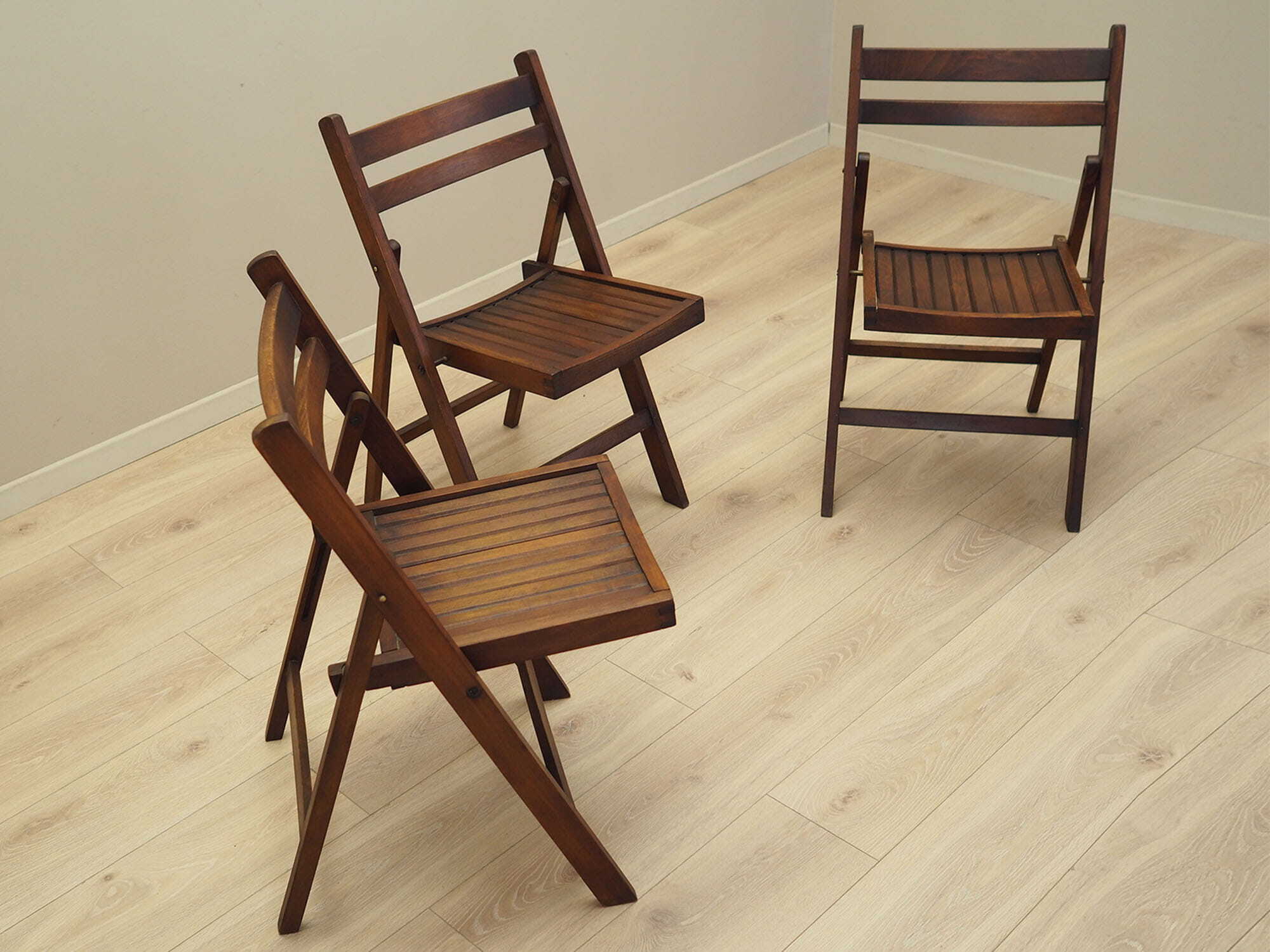 3x Chair Wood Brown 1990s 2