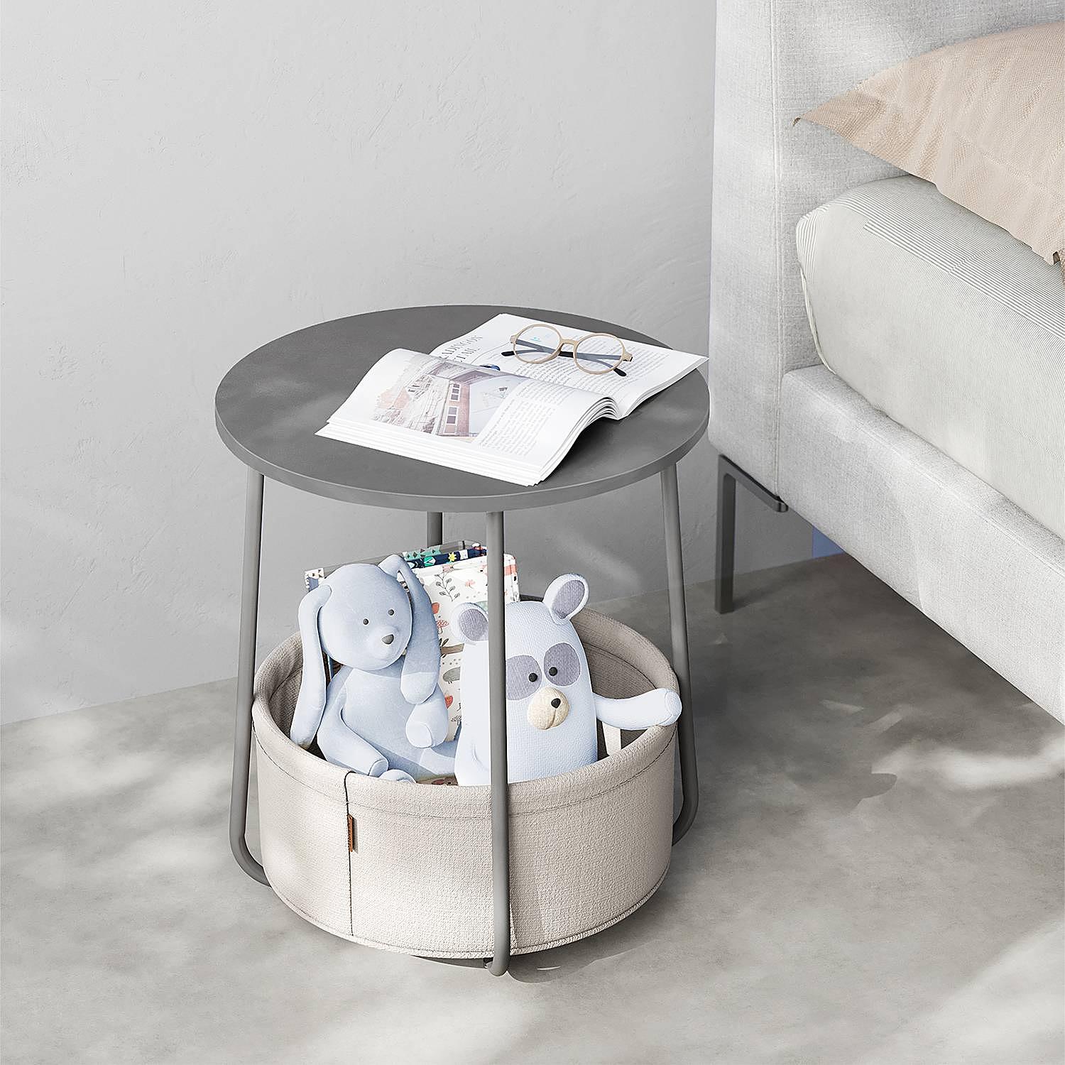 Ponoka Beistelltisch mit Korb Grau 45cm 3