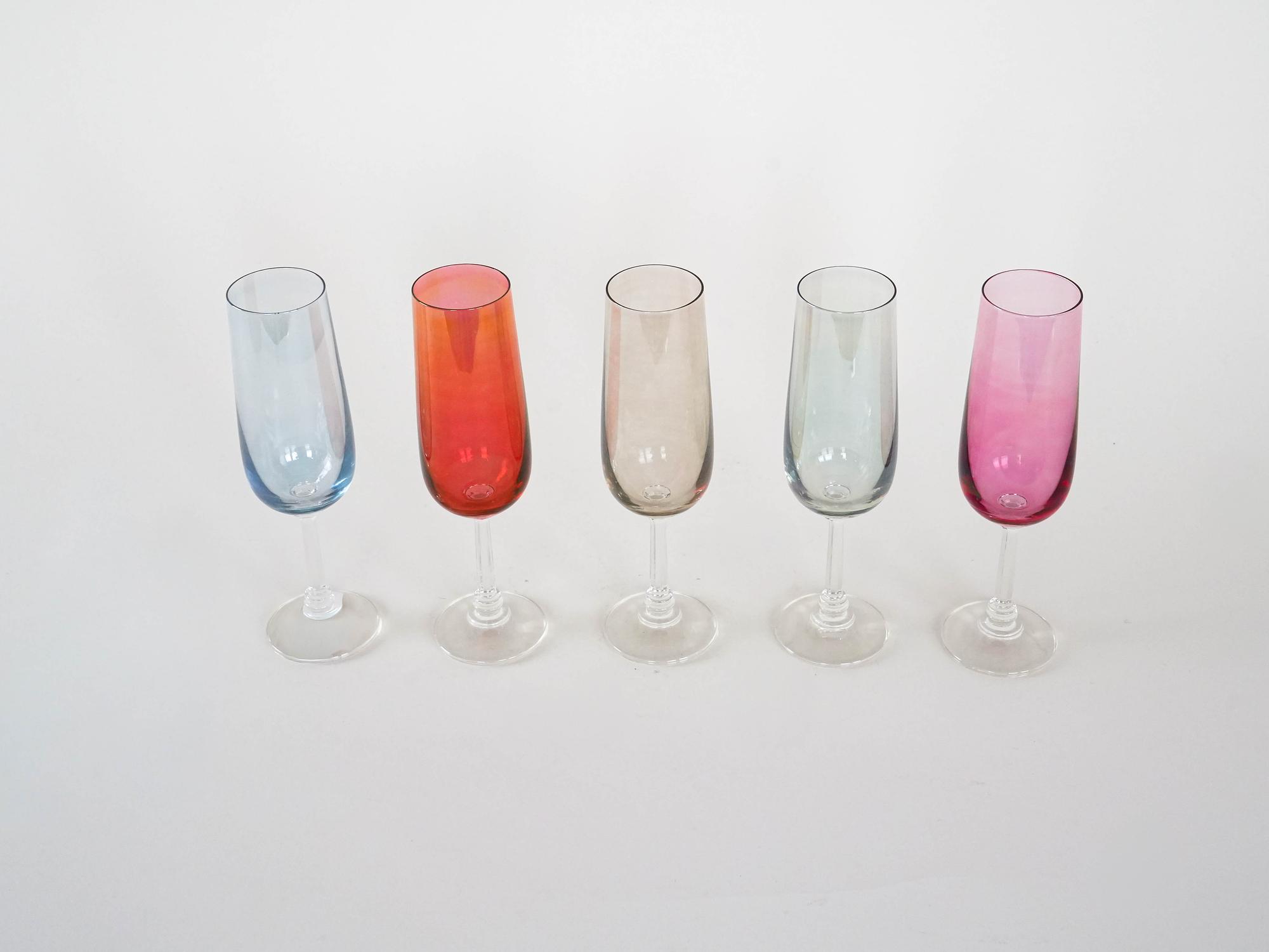 Wine Glass Set Multicolored 1960s 4