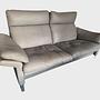 2x Sofa 2-Sitzer & Hocker Leder Grau 1