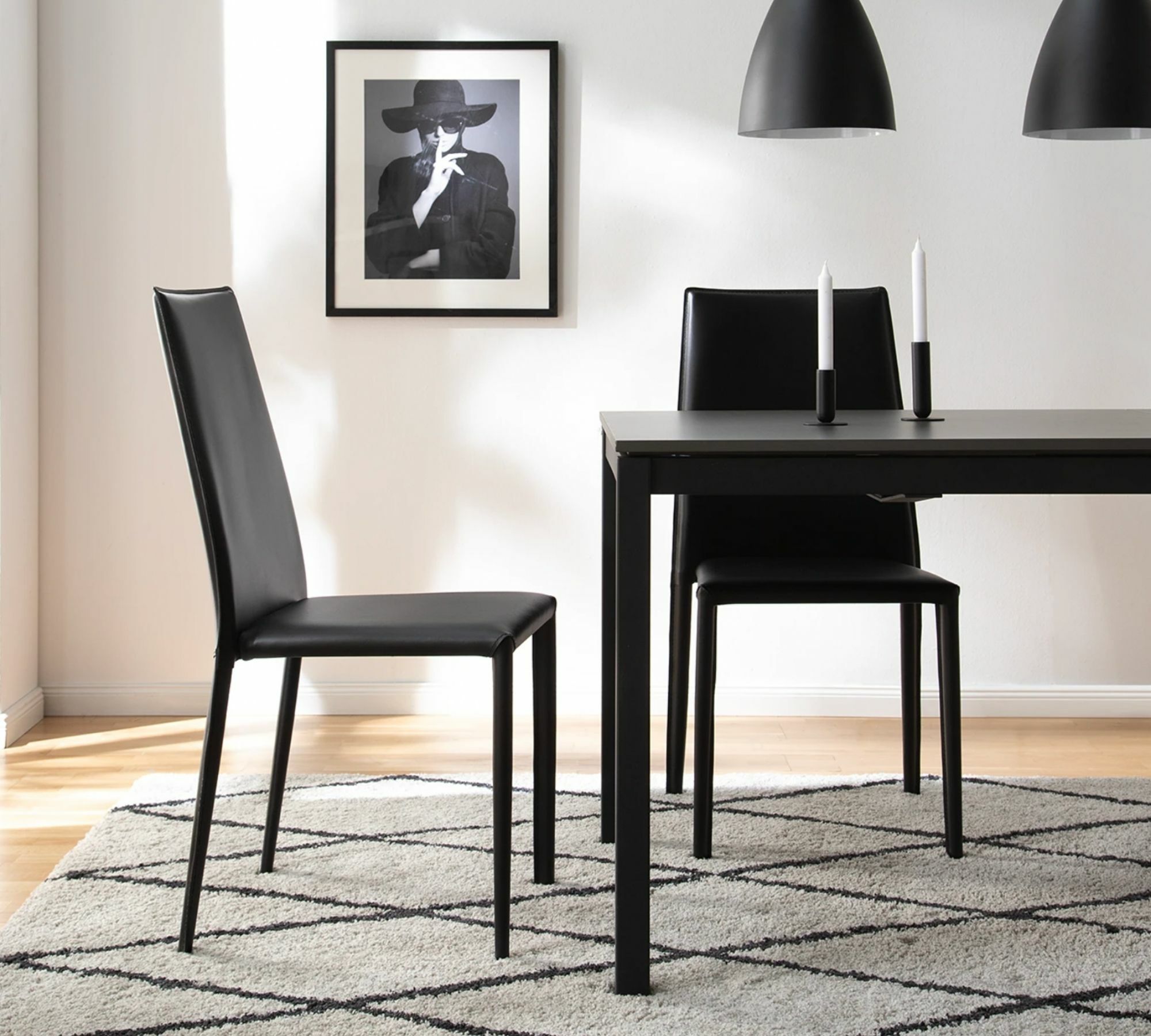 2x Esszimmerstuhl recyceltes Leder Schwarz 7