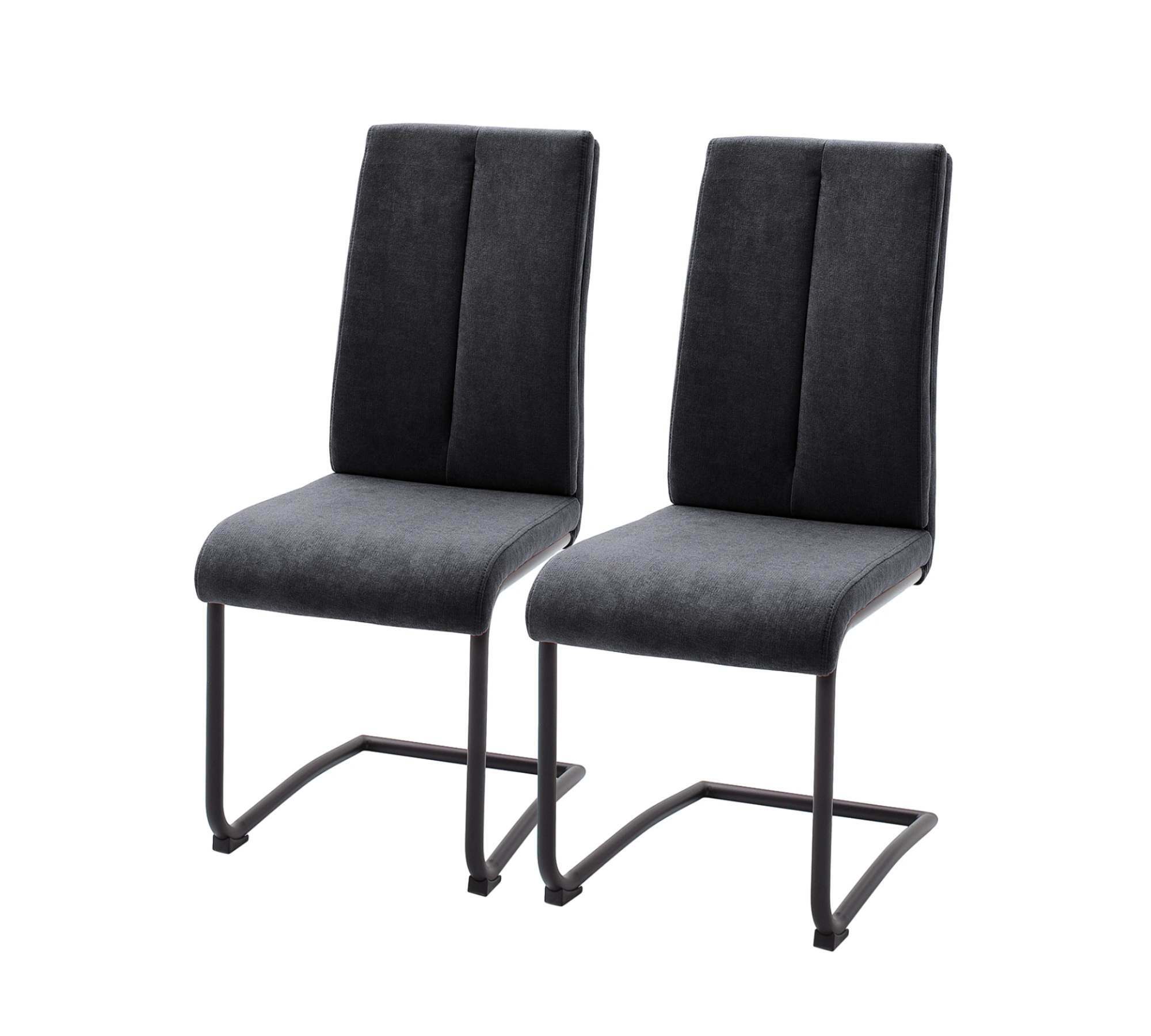2x Esszimmerstuhl Textil Metall Schwarz 0