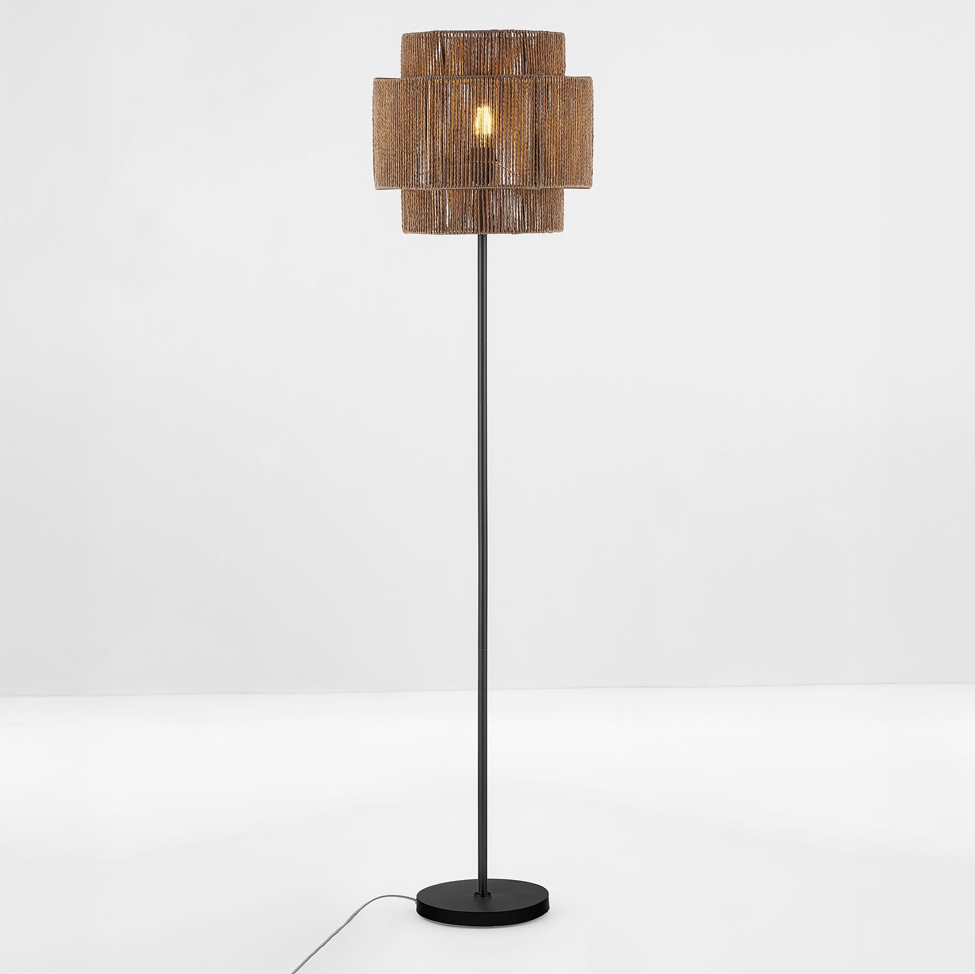 Floor lamp Lito aluminum flat weave brown 0