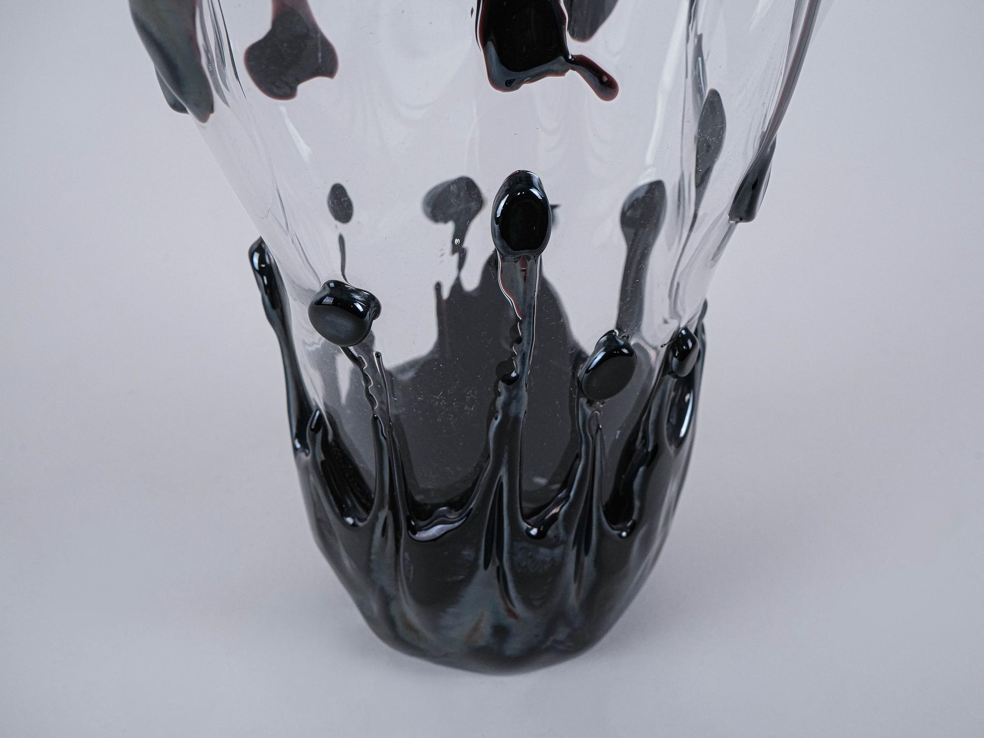 Murano glass vase black 1960s 7