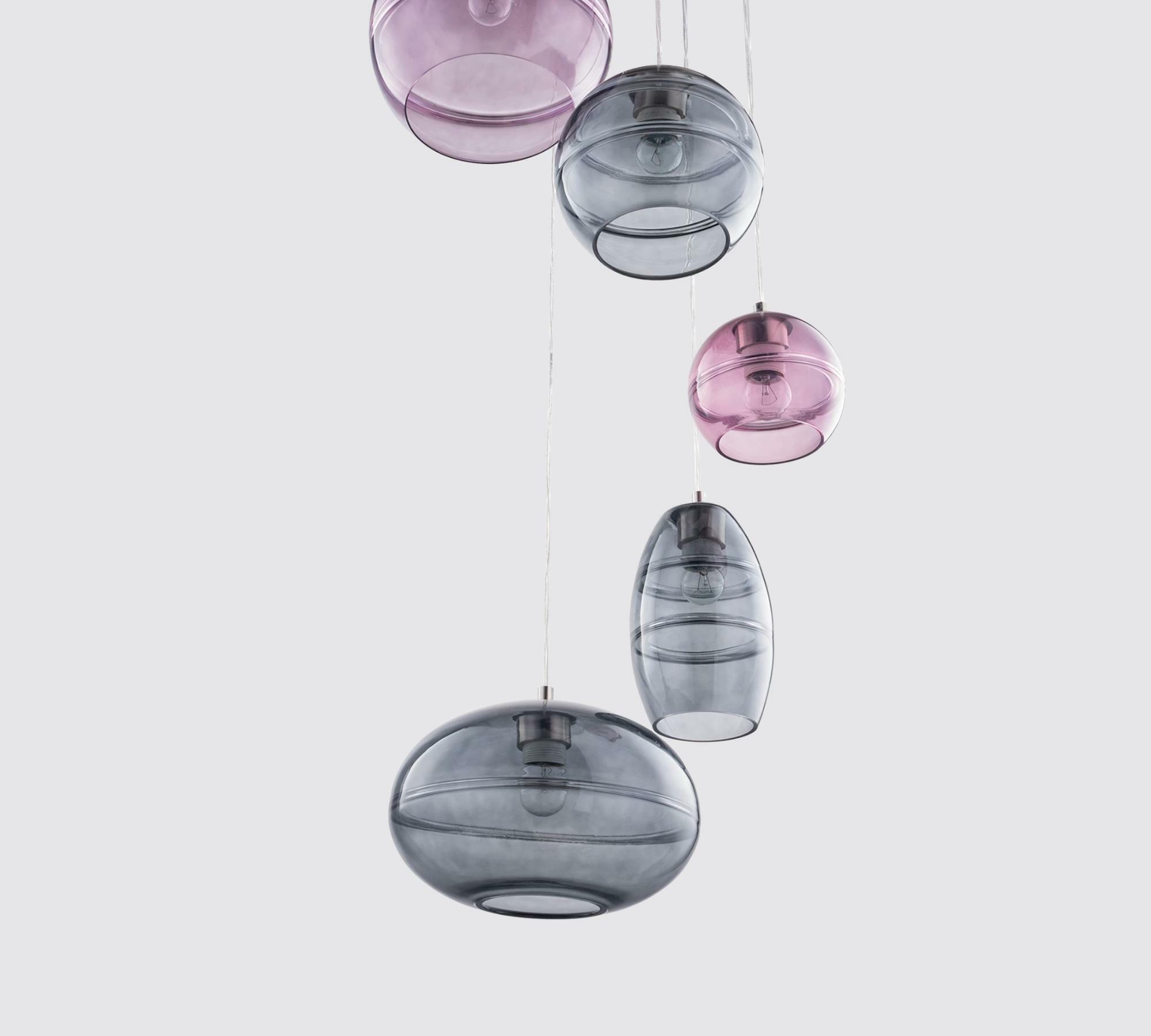 5-flammige Pendelleuchte Glas Bunt 3
