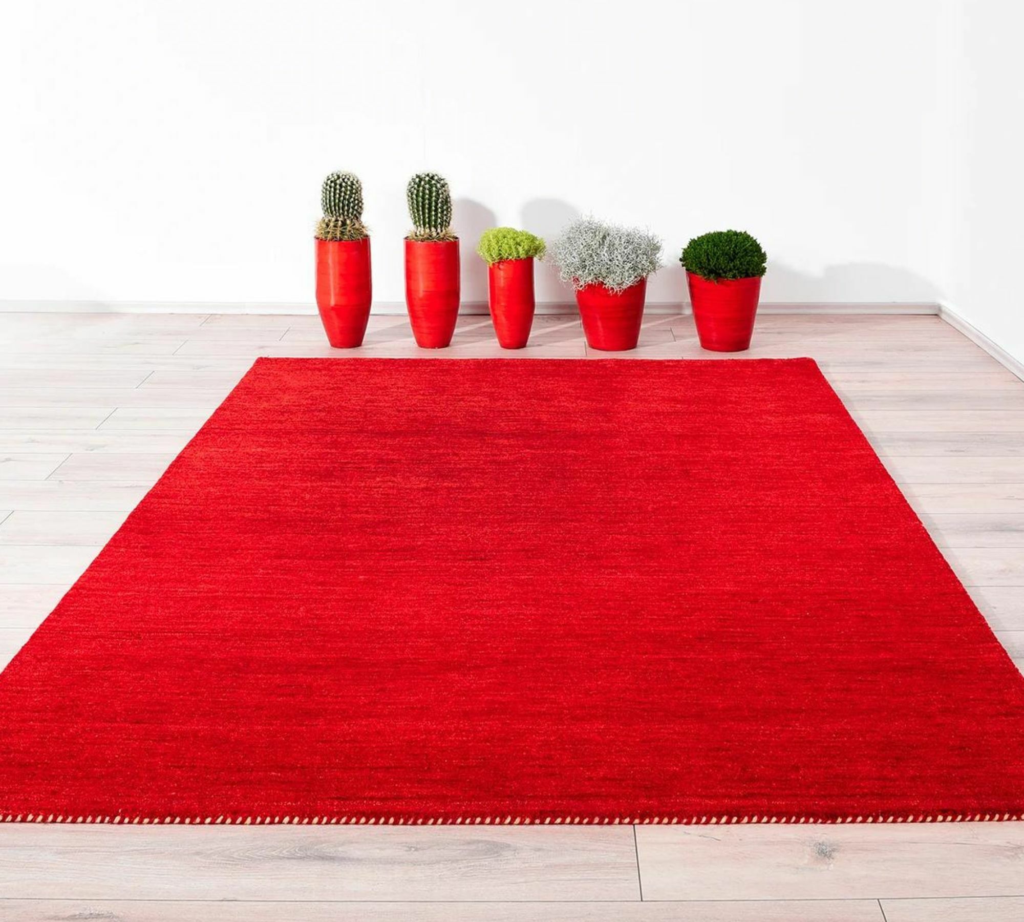 Kurzflorteppich Schurwolle Rot 70 x 140 cm 3