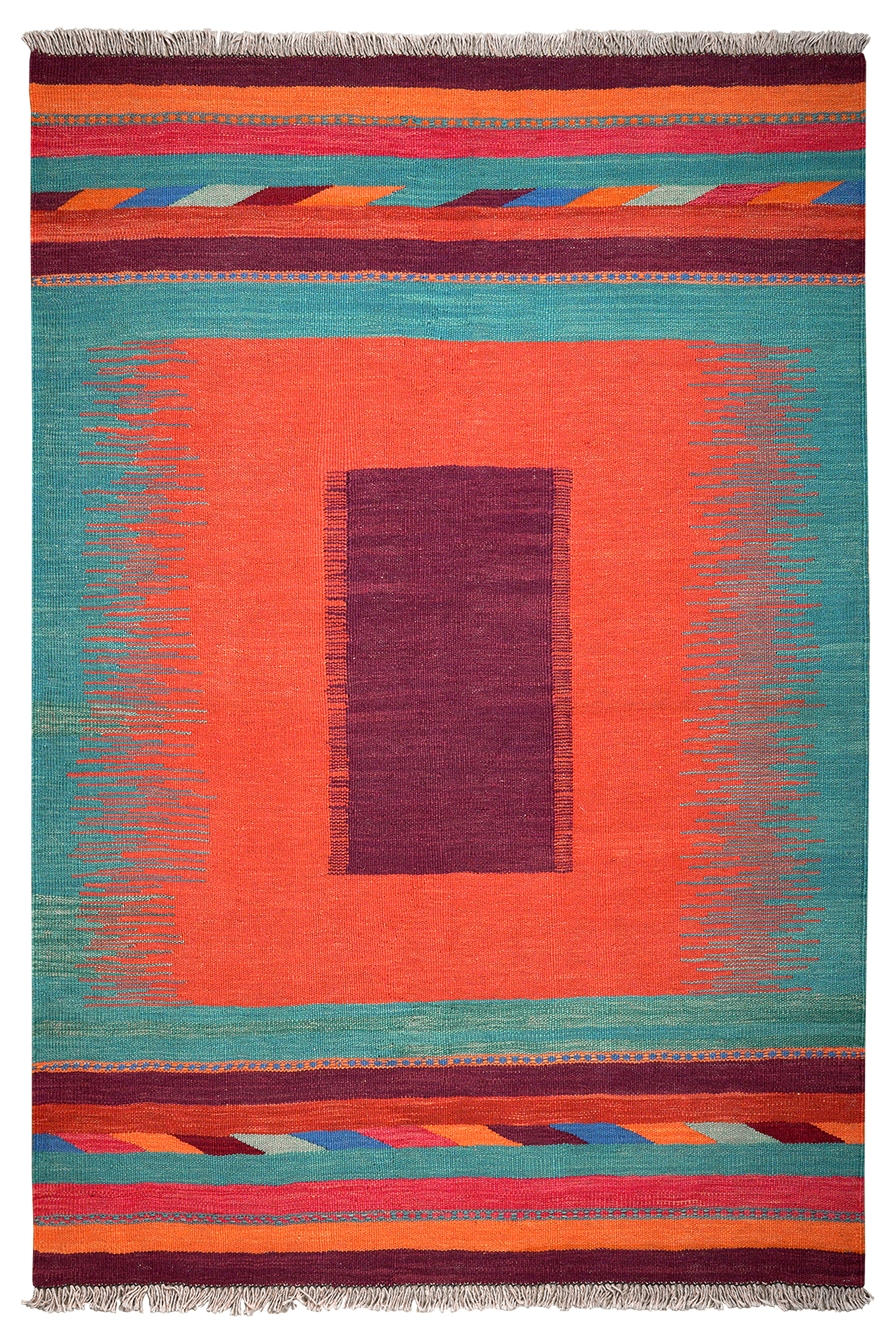 Kilim Gashgai Teppich Orange Blau 0