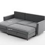 Eva Sofa Chaise Lounge Left with Pouf Grey 7