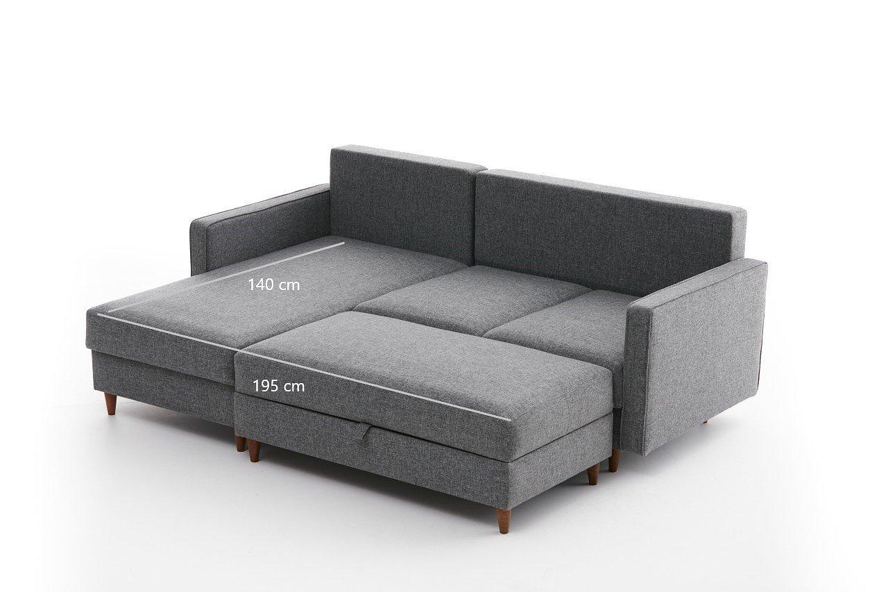 Eva Sofa Récamiere Links mit Hocker Grau 7